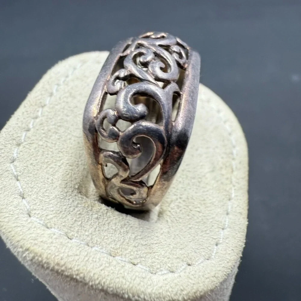 Vintage Sterling Silver Filigree Statement Ring‎ – Size 7.5 – Marked 925 – 5.8g